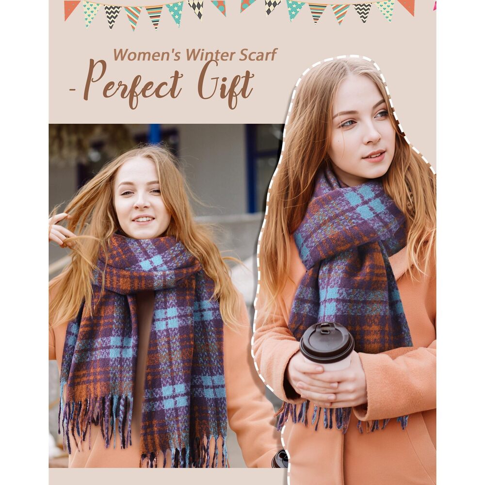 2583 Scarf For Women- Scarves Women Winter Warm, Plaid Long - Picture 4 of 7